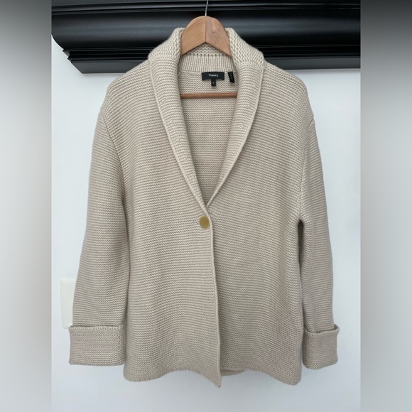 NWOT Theory Sweater Coat in Wool Cashmere Blend Quiet Luxury - Picture 5 of 16